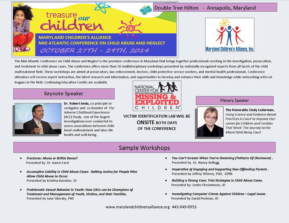 11th Annual Maryland Children's Alliance Mid-Atlantic Conference on Child Abuse and Neglect