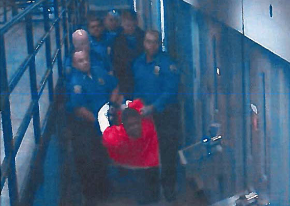 Surveillance footage from Rikers Island Prison.