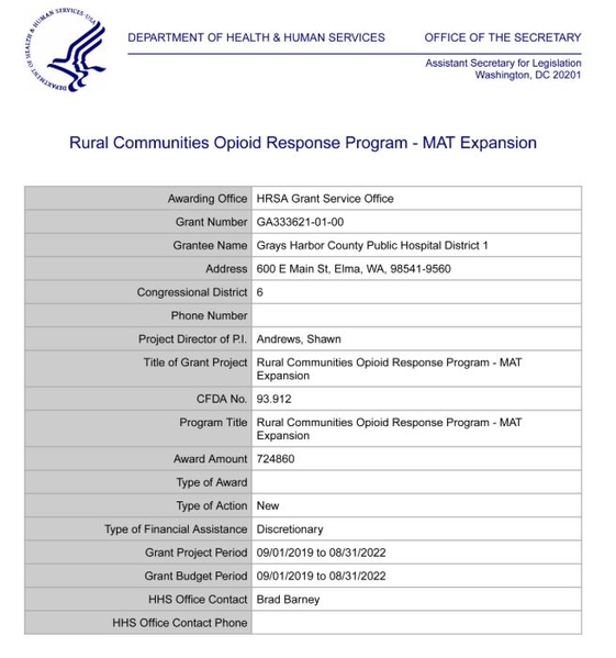WA Rural Opioid MAT funding