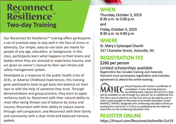 Reconnect Flyer Oct. 3 - 4 Asheville