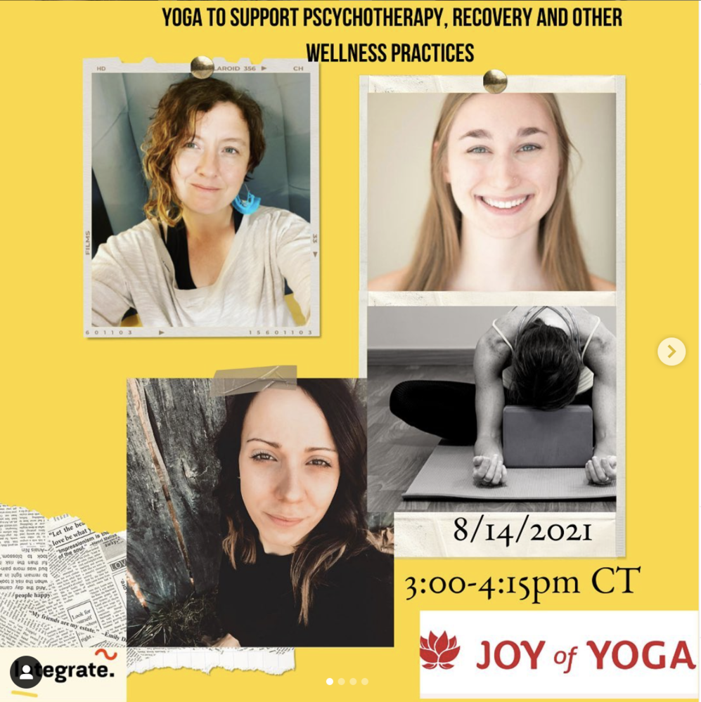 Yoga +Mindfulness  Support Psychotherapy, Recovery and Other Wellness Practices