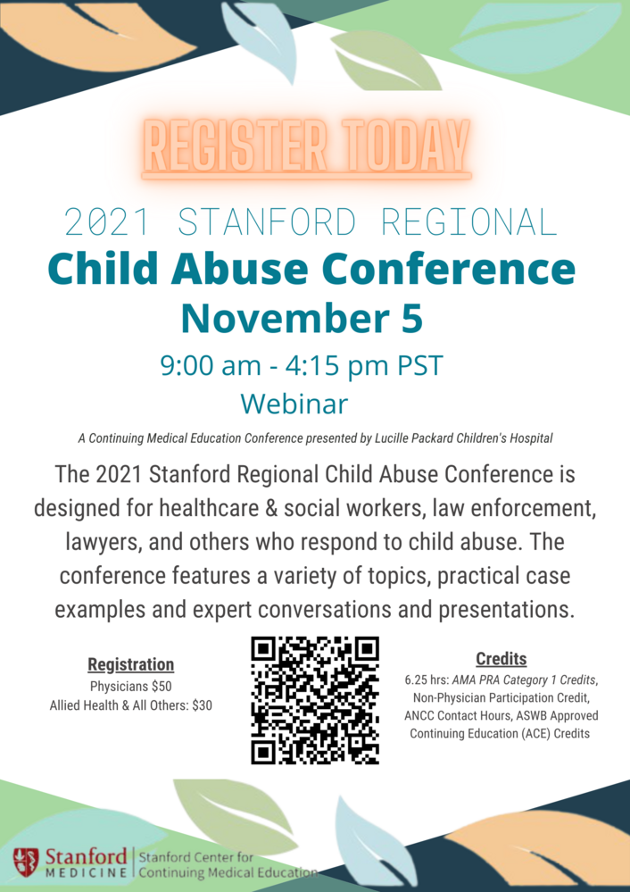 Stanford Regional Child Abuse Conference (Webinar) 11/5/21