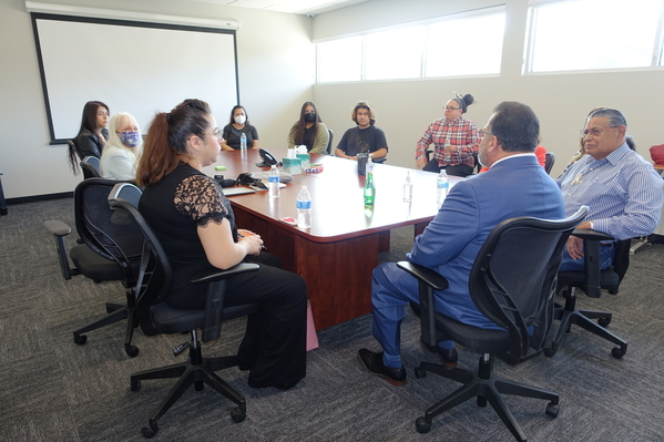 Assemblymember Ramos in conference room w_students and staff 8.5.22