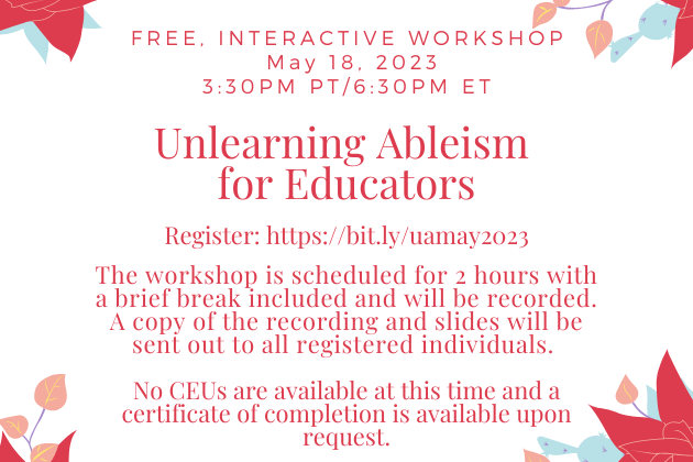 Unlearning Ableism - Free Workshop on May 18!