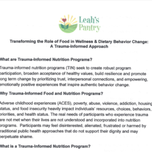 Leah's Pantry Trauma Informed Approach to Nutrition Programs