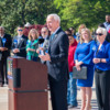 Child Abuse Prevention Rally-6: Arkansas Gov. Asa Hutchinson speaks to the crowd at the child abuse prevention rally at the state Capitol on April 11, 2018.
