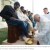 Pope Francis on Holy Thursday washing refugees' feet