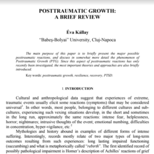 Posttraumatic Growth: A Brief Review (33 pages)