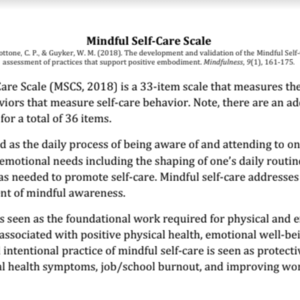 Mindful Self-Care Scale (33-item scale)