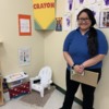 Calm Down Corner: Erin, teacher at Kiddie Academy of Bridgewater, displays the Calm Down Corner with the Calm Down Kit and Feelings Thermometer