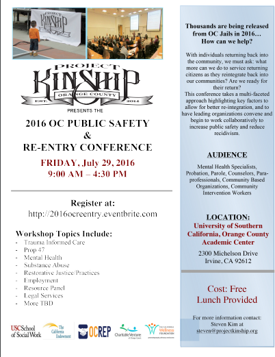 Project Kinship presents the 2016 Orange County Public Safety &amp; Re-Entry Conference