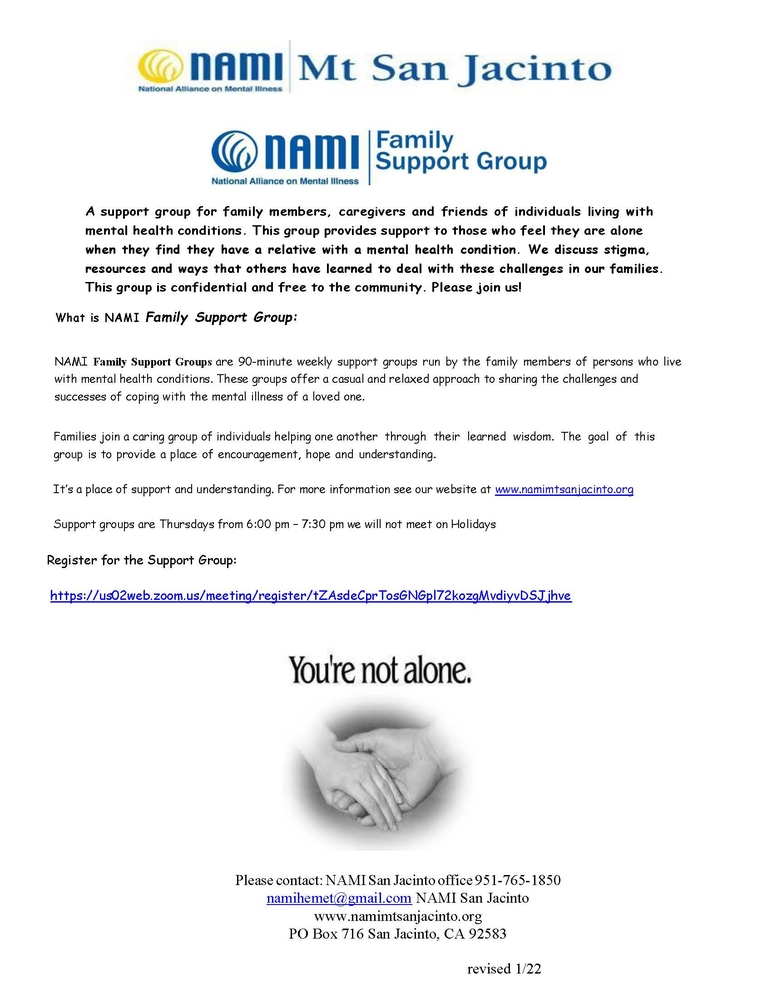 NAMI Mt. San Jacinto Family Support Group