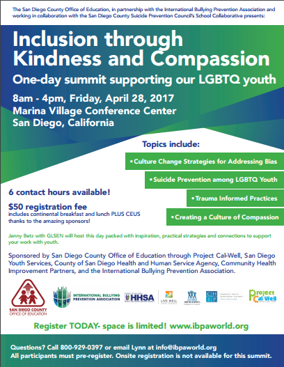 Inclusion through Kindness and Compassion - One-day summit supporting our LGBTQ youth