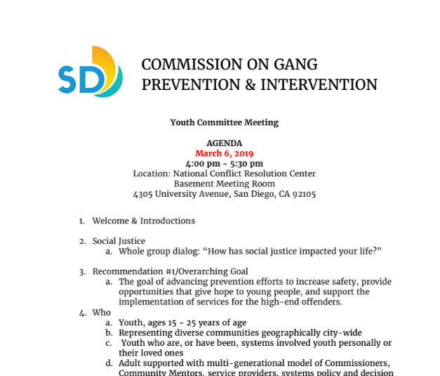 Youth Committee - Commission on Gang Prevention and Intervention
