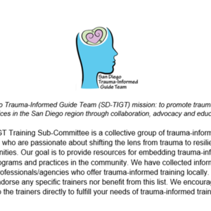 Introduction of List of Available Trauma-Informed Trainings July, 2018